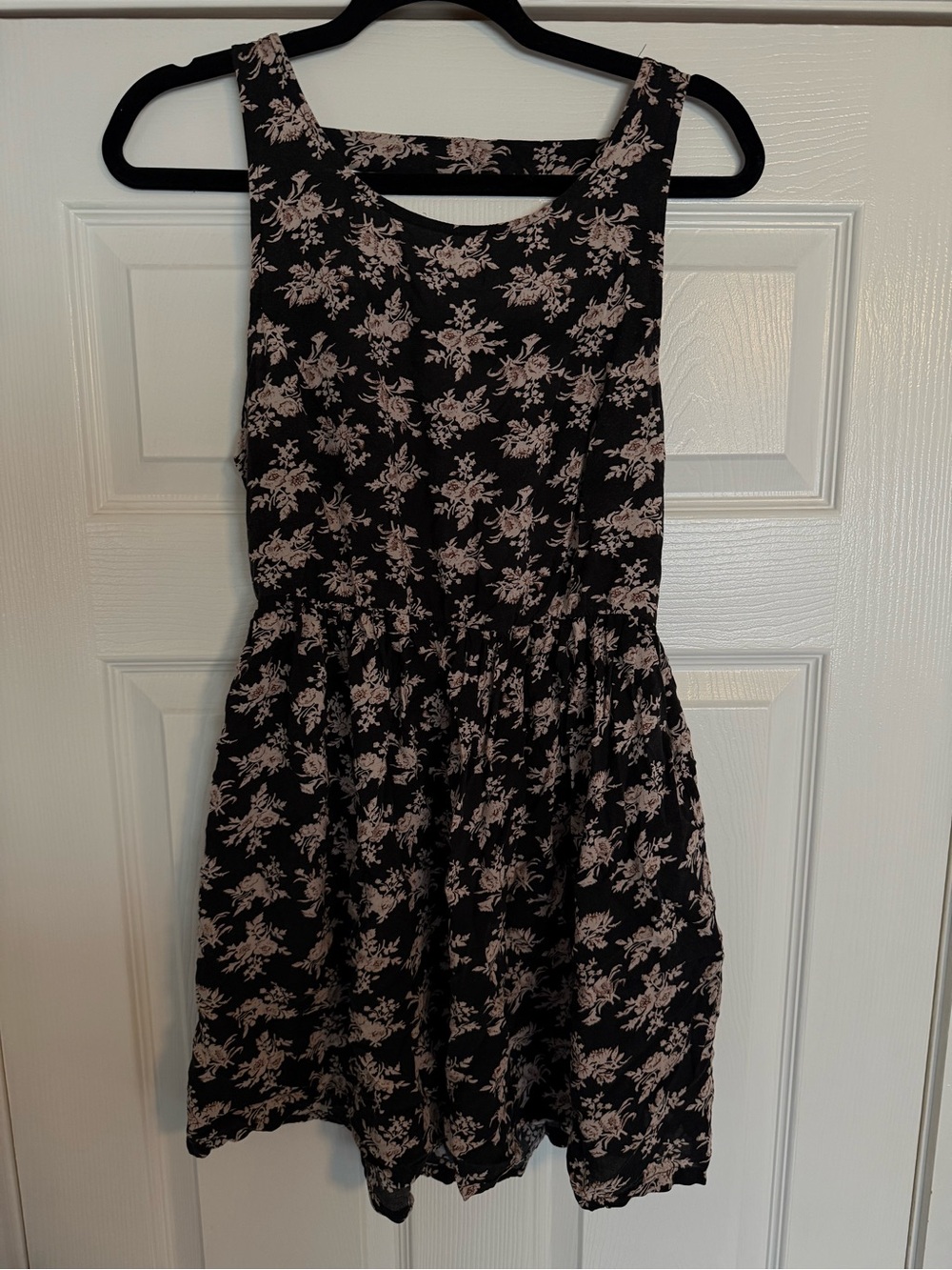 Black Floral Sleeveless A-Line Mini Dress